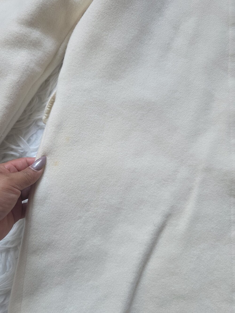 Reiss Cream Double-Breasted Wool / CashmerePea Coat - Picture 12 of 16